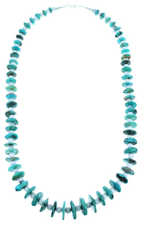 Turquoise Howlite Sterling Silver Navajo Bead Necklace RX112651